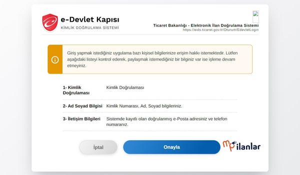 e-Devlet Onayı Olmadan İlan Verme İmkanı Yok
