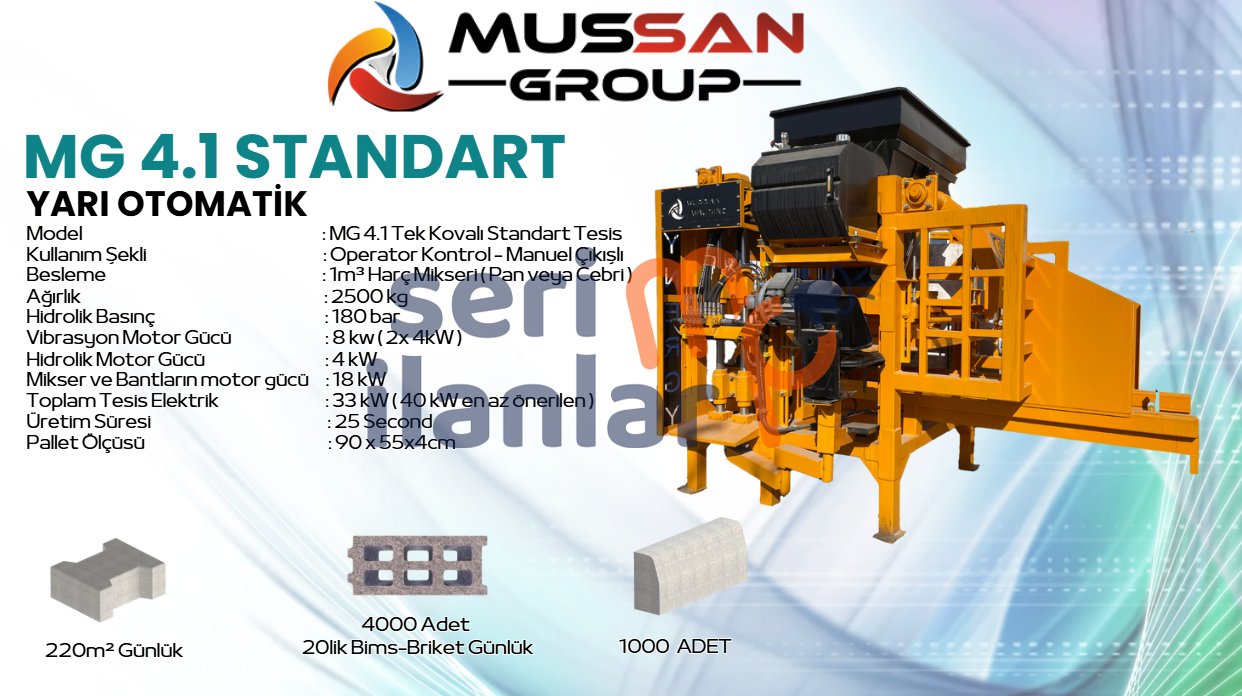 MUSSAN MG 4.1 BRİKET - BİMS - PARKE - BORDÜR MAKİNESİ